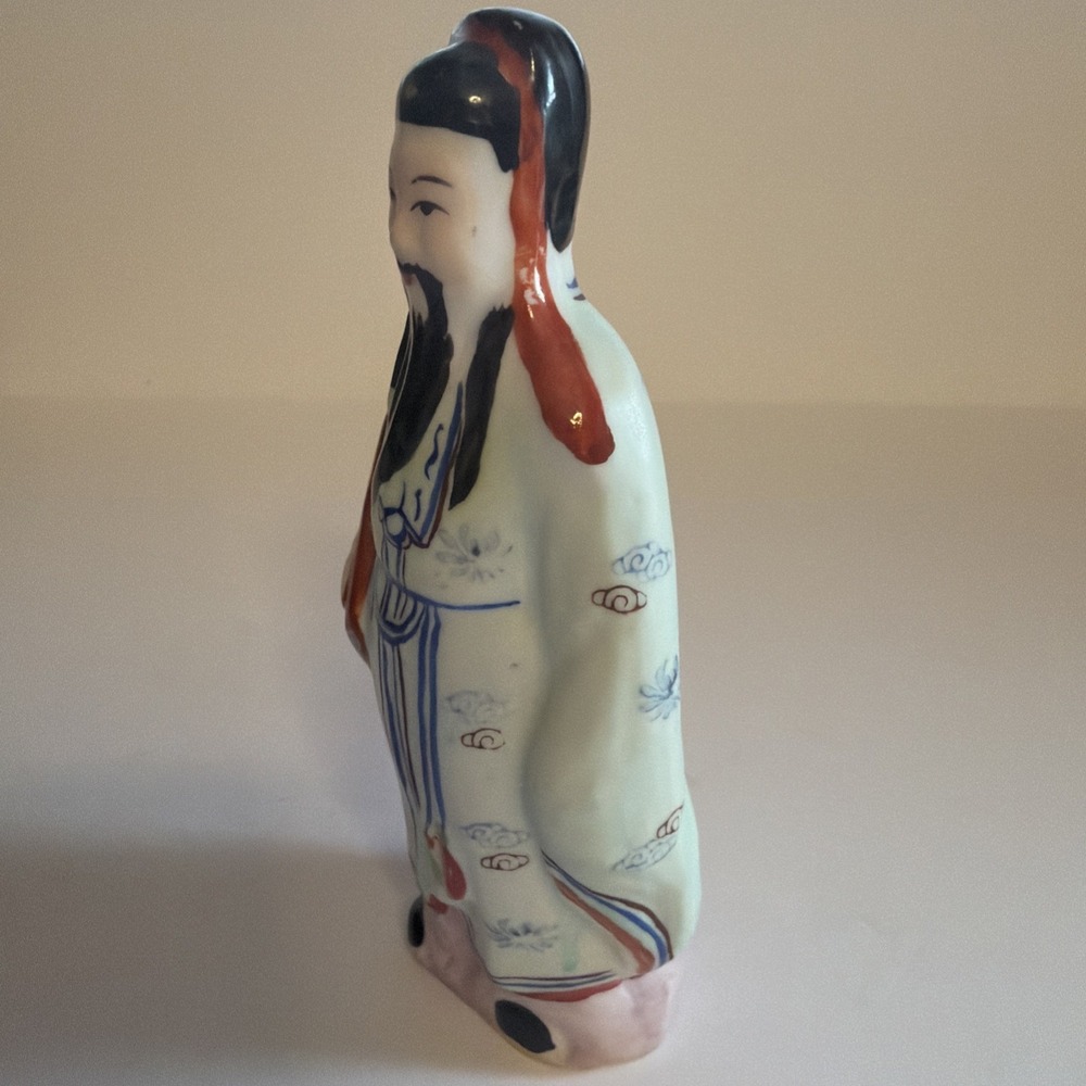 VINTAGE ORIENTAL PORCELAIN FIGURINE MAN IN THE BLUE ROBE - Picture 3 of 9